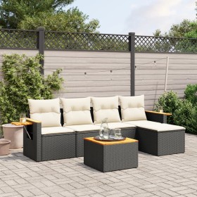 6-piece garden sofa set and black synthetic rattan cushions by , Garden sets - Ref: Foro24-3226763, Price: 371,99 €, Discount: %