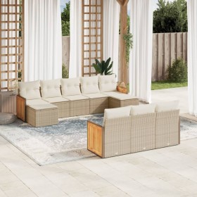 Gartensofa-Set mit beigen Kissen, 10-teilig, synthetisches Rattan von , Gartensets - Ref: Foro24-3228095, Preis: 743,99 €, Ra...