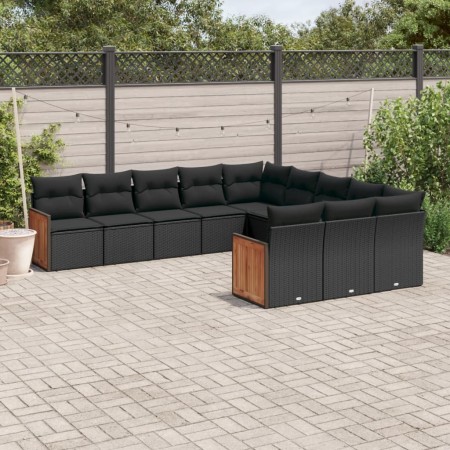 11-teiliges Gartensofa-Set und schwarze synthetische Rattankissen von , Gartensets - Ref: Foro24-3228106, Preis: 682,51 €, Ra...