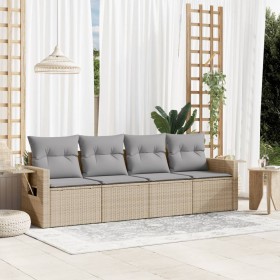 Garden sofa set with cushions 4 pieces beige synthetic rattan by , Garden sets - Ref: Foro24-3252216, Price: 305,37 €, Discou...