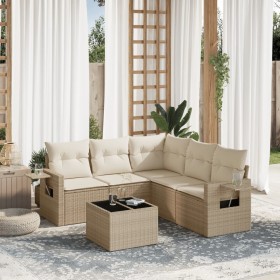 Gartensofa-Set mit Kissen, 6-teilig, beiges synthetisches Rattan von , Gartensets - Ref: Foro24-3252495, Preis: 539,03 €, Rab...