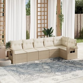 Garden sofa set with cushions 6 pieces beige synthetic rattan by , Garden sets - Ref: Foro24-3252525, Price: 525,58 €, Discou...