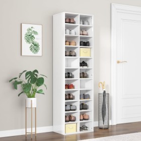 Glossy white chipboard shoe rack 54x34x183 cm by vidaXL, Shoe racks and shoe organizers - Ref: Foro24-800375, Price: 174,17 €...