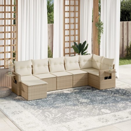 7-teiliges Gartensofa-Set und beigefarbene synthetische Rattankissen von , Gartensets - Ref: Foro24-3252815, Preis: 547,84 €,...