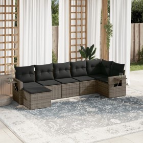 7-teiliges Gartensofa-Set mit grauen PE-Rattan-Kissen von , Gartensets - Ref: Foro24-3252817, Preis: 493,76 €, Rabatt: %