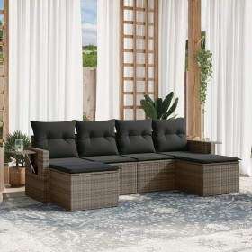 6-piece garden furniture set and gray synthetic rattan cushions by , Garden sets - Ref: Foro24-3252857, Price: 423,63 €, Disc...