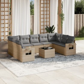 Gartensofa-Set mit beigen Kissen, 10-teilig, synthetisches Rattan von , Gartensets - Ref: Foro24-3252946, Preis: 757,92 €, Ra...