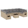 Gartensofa-Set mit beigen Kissen, 10-teilig, synthetisches Rattan von , Gartensets - Ref: Foro24-3252946, Preis: 770,72 €, Ra...