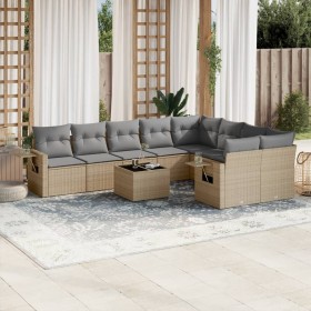 Gartensofa-Set mit beigen Kissen, 10-teilig, synthetisches Rattan von , Gartensets - Ref: Foro24-3252986, Preis: 552,99 €, Ra...