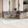 Gartensofa-Set mit beigen Kissen, 10-teilig, synthetisches Rattan von , Gartensets - Ref: Foro24-3252986, Preis: 770,72 €, Ra...