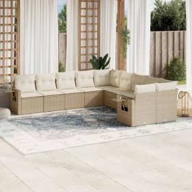 Gartensofa-Set mit beigen Kissen, 10-teilig, synthetisches Rattan von , Gartensets - Ref: Foro24-3253045, Preis: 748,47 €, Ra...