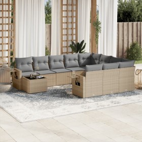 11-teiliges Gartensofa-Set mit beigen synthetischen Rattankissen von , Gartensets - Ref: Foro24-3253066, Preis: 754,99 €, Rab...