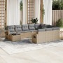 11-piece garden sofa set with beige synthetic rattan cushions by , Garden sets - Ref: Foro24-3253066, Price: 754,99 €, Discou...