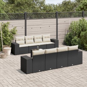 8-teiliges Gartensofa-Set und schwarze synthetische Rattankissen von , Modulare Sofas für den Außenbereich - Ref: Foro24-3222...