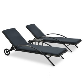 Anthrazitgraue Sonnenliegen aus synthetischem Rattan mit Tisch von vidaXL, Liegen - Ref: Foro24-47747, Preis: 315,17 €, Rabat...