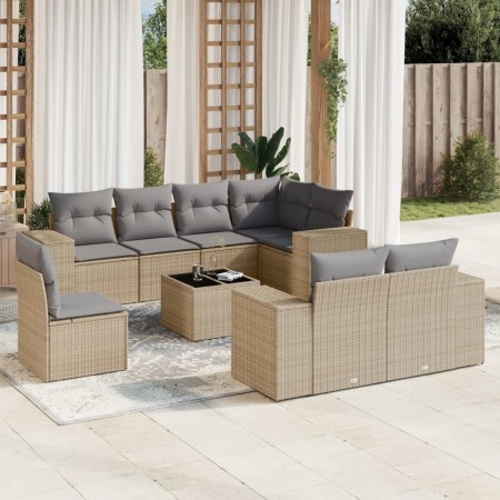 9-teiliges Gartensofa-Set mit beigen synthetischen Rattankissen von , Gartensets - Ref: Foro24-3222848, Preis: 680,99 €, Raba...