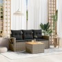 4-teiliges Gartensofa-Set und graue synthetische Rattankissen von , Modulare Sofas für den Außenbereich - Ref: Foro24-3224436...