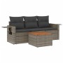 4-teiliges Gartensofa-Set und graue synthetische Rattankissen von , Modulare Sofas für den Außenbereich - Ref: Foro24-3224436...