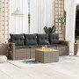 Gartensofa-Set mit Kissen, 5-teilig, graues synthetisches Rattan von , Modulare Sofas für den Außenbereich - Ref: Foro24-3224...