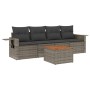 Gartensofa-Set mit Kissen, 5-teilig, graues synthetisches Rattan von , Modulare Sofas für den Außenbereich - Ref: Foro24-3224...