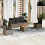 6-teiliges Gartenmöbel-Set und graue synthetische Rattankissen von , Modulare Sofas für den Außenbereich - Ref: Foro24-322450...