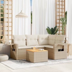 Gartensofa-Set mit Kissen, 5-teilig, beiges synthetisches Rattan von , Modulare Sofas für den Außenbereich - Ref: Foro24-3224...