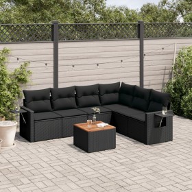 7-piece garden dining set and black synthetic rattan cushions by , Modular outdoor sofas - Ref: Foro24-3224578, Price: 461,03...