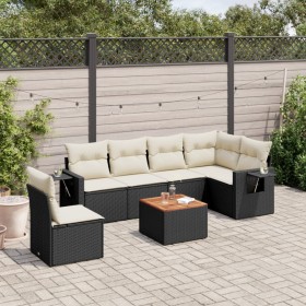 7-teiliges Garten-Essset und schwarze Kissen aus synthetischem Rattan von , Modulare Sofas für den Außenbereich - Ref: Foro24...