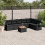 8-teiliges Gartensofa-Set und schwarze synthetische Rattankissen von , Modulare Sofas für den Außenbereich - Ref: Foro24-3224...