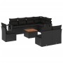 8-teiliges Gartensofa-Set und schwarze synthetische Rattankissen von , Modulare Sofas für den Außenbereich - Ref: Foro24-3224...