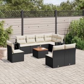 8-teiliges Gartensofa-Set und schwarze synthetische Rattankissen von , Modulare Sofas für den Außenbereich - Ref: Foro24-3224...