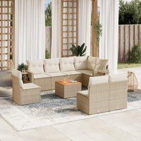 Set de sofás de jardín 9 pzas con cojines ratán sintético beige de , Sofás modulares de exterior - Ref: Foro24-3224602, Preci...