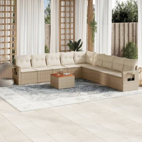 Gartensofa-Set mit beigen Kissen, 10-teilig, synthetisches Rattan von , Modulare Sofas für den Außenbereich - Ref: Foro24-322...