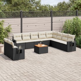 11-teiliges Gartensofa-Set und schwarze synthetische Rattankissen von , Modulare Sofas für den Außenbereich - Ref: Foro24-322...