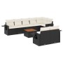 8-teiliges Gartensofa-Set und schwarze synthetische Rattankissen von , Modulare Sofas für den Außenbereich - Ref: Foro24-3224...