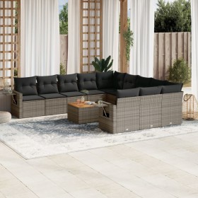 Set de sofás de jardín 12 pzas con cojines ratán sintético gris de , Sofás modulares de exterior - Ref: Foro24-3224793, Preci...