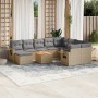 11-teiliges Gartensofa-Set mit beigen synthetischen Rattankissen von , Modulare Sofas für den Außenbereich - Ref: Foro24-3224...