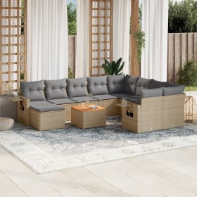 Set de sofás de jardín 11pzas con cojines ratán sintético beige de , Sofás modulares de exterior - Ref: Foro24-3224855, Preci...