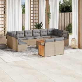 Gartensofa- und Kissenset, 13-teilig, beiges synthetisches Rattan von , Gartensets - Ref: Foro24-3228131, Preis: 896,99 €, Ra...