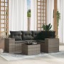 Gartensofa-Set mit Kissen, 5-teilig, graues synthetisches Rattan von , Modulare Sofas für den Außenbereich - Ref: Foro24-3222...