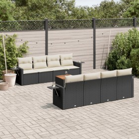 8-teiliges Gartensofa-Set und schwarze synthetische Rattankissen von , Modulare Sofas für den Außenbereich - Ref: Foro24-3224...