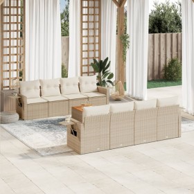 9-teiliges Gartensofa-Set mit beigen synthetischen Rattankissen von , Modulare Sofas für den Außenbereich - Ref: Foro24-32244...