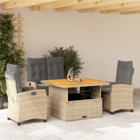 Garten-Essgruppe mit Kissen, 4-teilig, beiges synthetisches Rattan von , Gartensets - Ref: Foro24-3277428, Preis: 640,39 €, R...