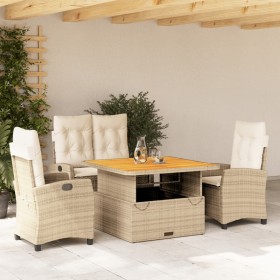 Garten-Essgruppe mit Kissen, 4-teilig, beiges synthetisches Rattan von , Gartensets - Ref: Foro24-3277416, Preis: 640,99 €, R...