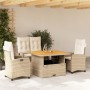 Garden dining set with cushions 4 pieces beige synthetic rattan by , Garden sets - Ref: Foro24-3277416, Price: 640,11 €, Disc...