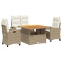 Garden dining set with cushions 4 pieces beige synthetic rattan by , Garden sets - Ref: Foro24-3277416, Price: 640,99 €, Disc...