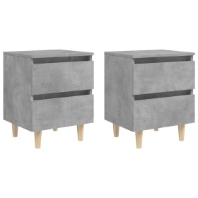 Bedside tables with legs 2 pcs gray pine wood 40x35x50 cm by vidaXL, Nightstands - Ref: Foro24-805860, Price: 77,99 €, Discou...