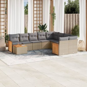 Gartensofa-Set mit beigen Kissen, 10-teilig, synthetisches Rattan von , Gartensets - Ref: Foro24-3227998, Preis: 695,99 €, Ra...