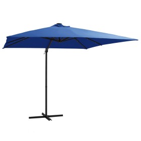 Cantilever parasol LED lights azure blue steel pole 250x250 cm by vidaXL, Umbrellas - Ref: Foro24-46997, Price: 121,99 €, Dis...