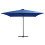 Cantilever parasol LED lights azure blue steel pole 250x250 cm by vidaXL, Umbrellas - Ref: Foro24-46997, Price: 121,28 €, Dis...